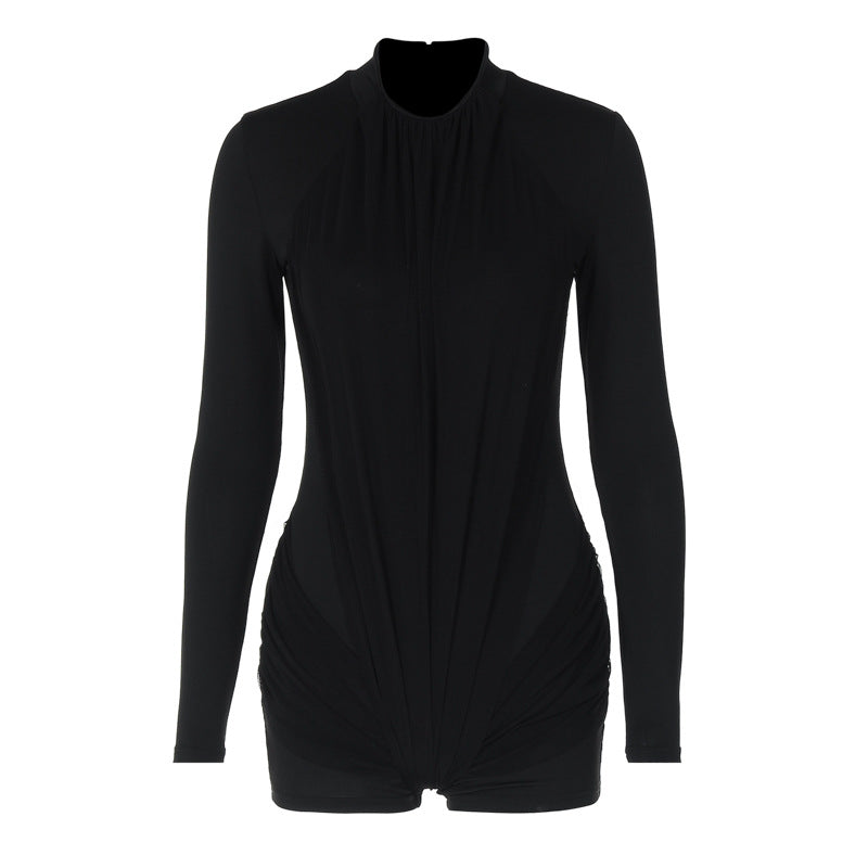 Dame Figurtilpasset Langærmet Bodysuit med elegant Foldsdesign Stilla