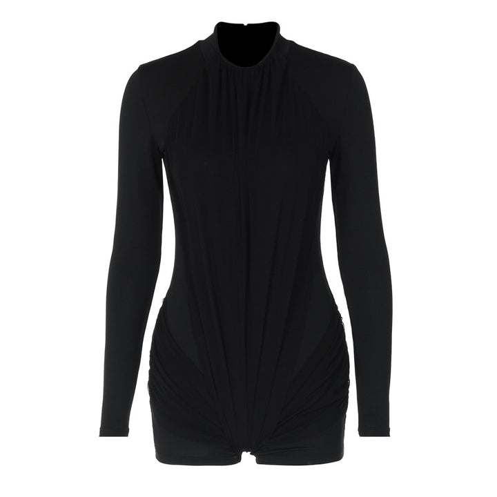 Dame Figurtilpasset Langærmet Bodysuit med elegant Foldsdesign Stilla
