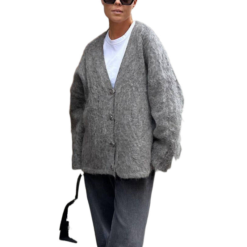 Dame afslappet strik cardigans med oversized snit og knapdetaljer Stilla