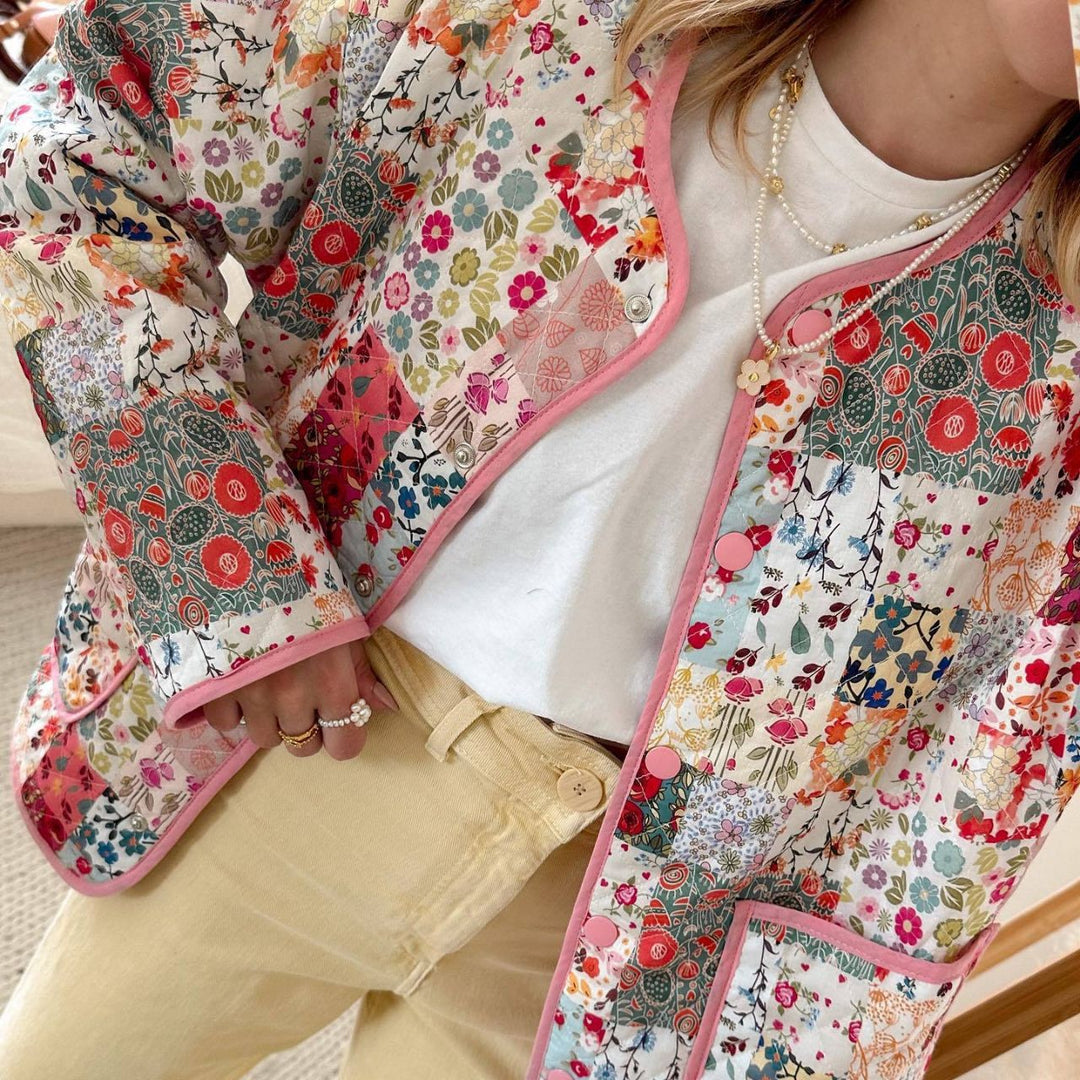 Dame Patchwork Nederdel med lynlås og sidelommer Skovae