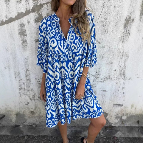 Damer Ikat-Print Tunika Kjole Stilla