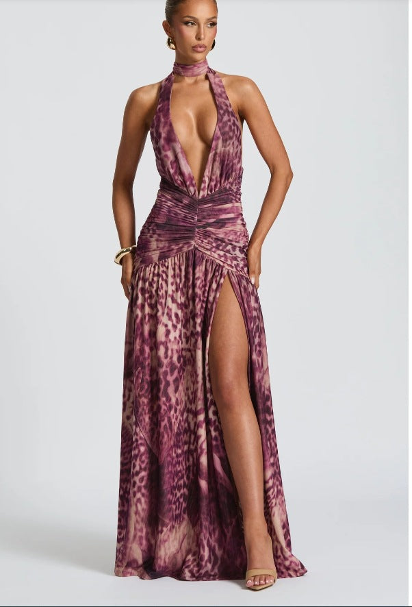 Femme Halter Neck High-Slit Aftenkjole Stilla