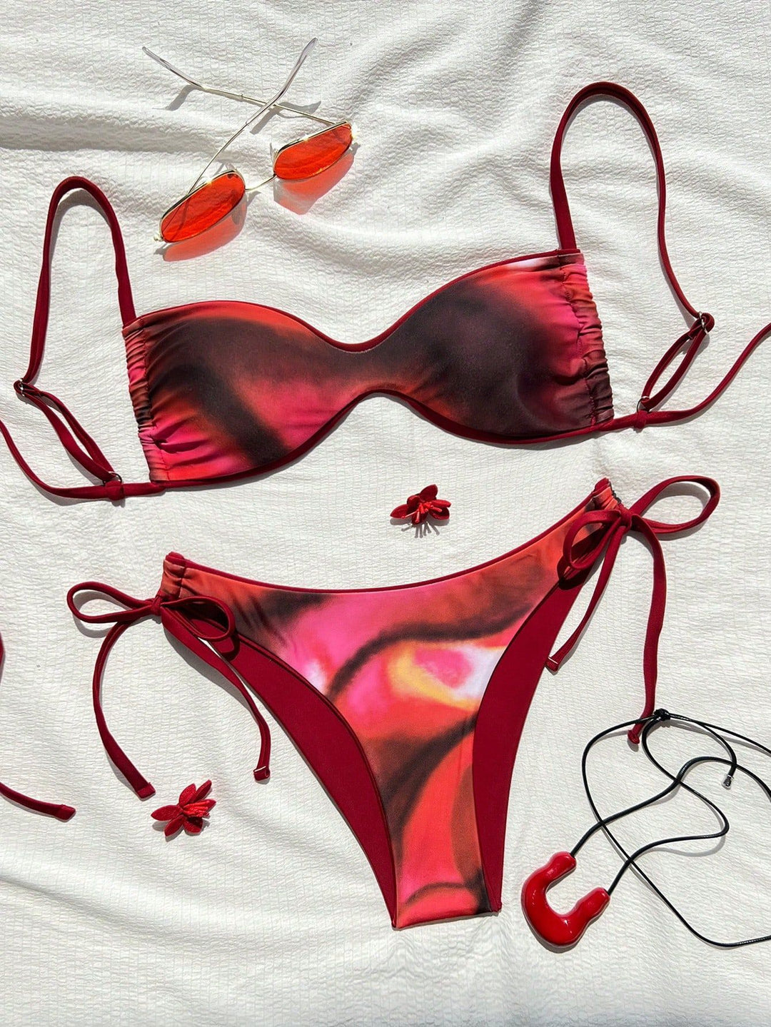 Dame Push-Up Bikini med detaljeret dyreprint og justerbare stropper Skovae