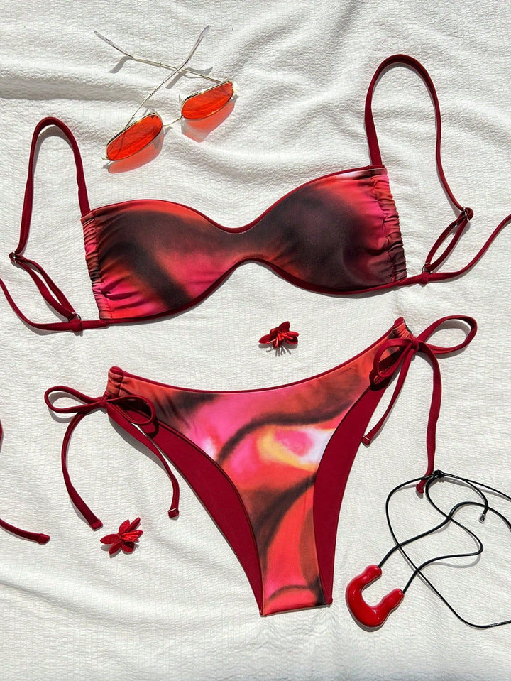 Dame Push-Up Bikini med detaljeret dyreprint og justerbare stropper Skovae