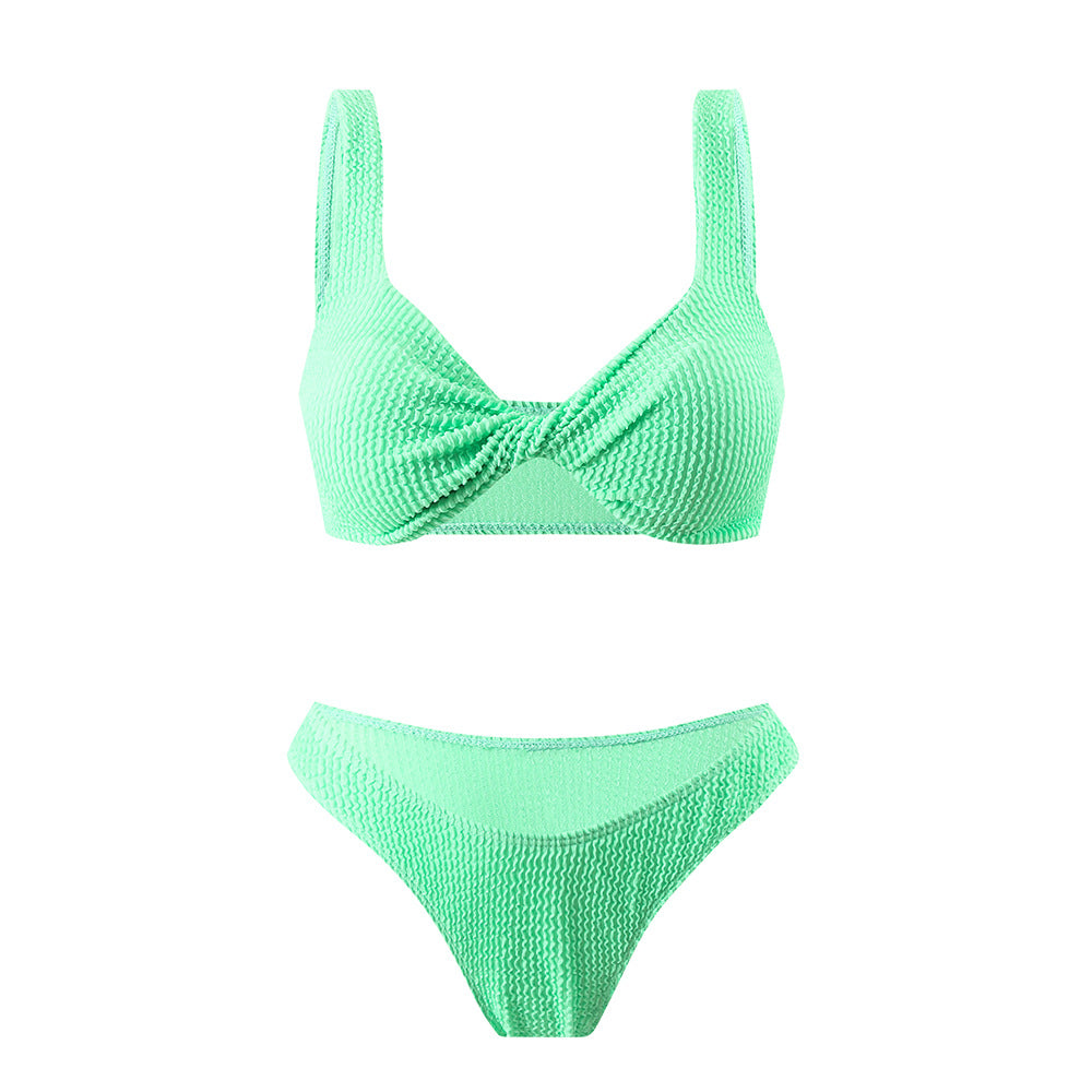 Dame bikini-sæt med knyttetop og højskårne trusser Stilla