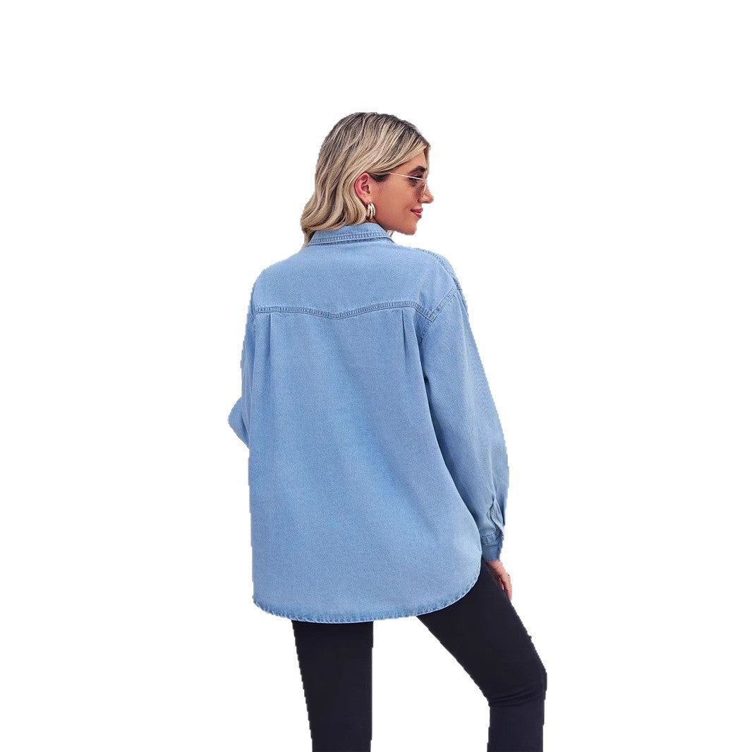 Kvinders afslappede denimskjorte bluse med brystlommer Stilla