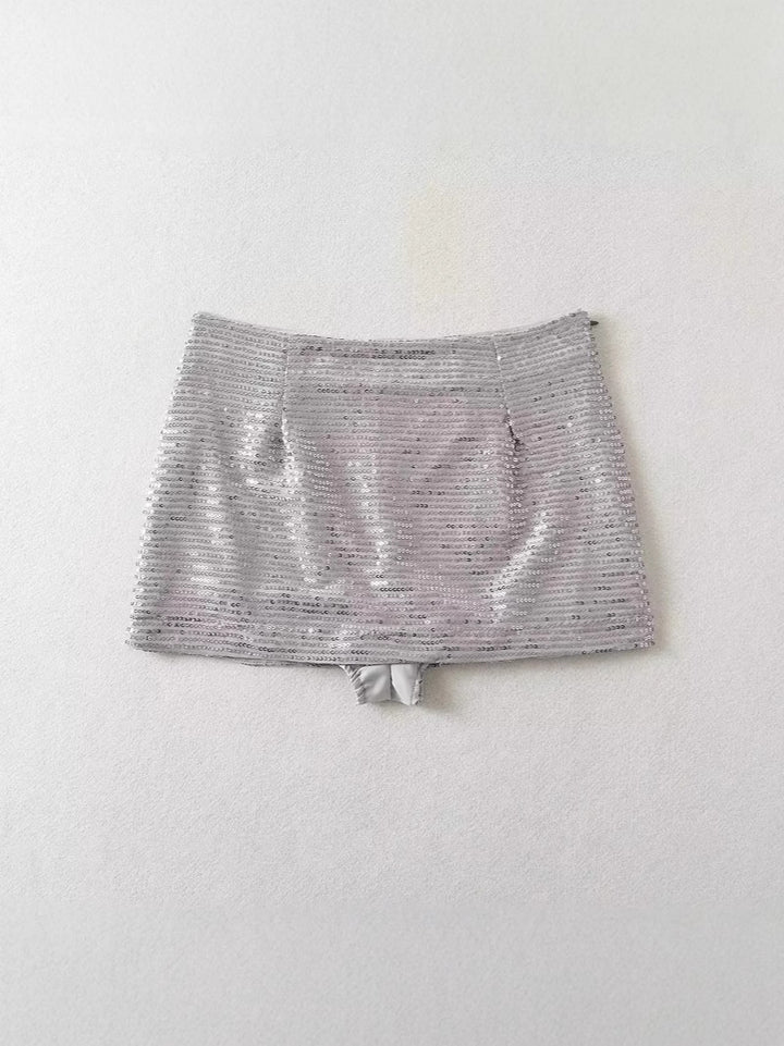 Dame Glitrende Mini Skørt med elastisk linning og elegant glans Stilla