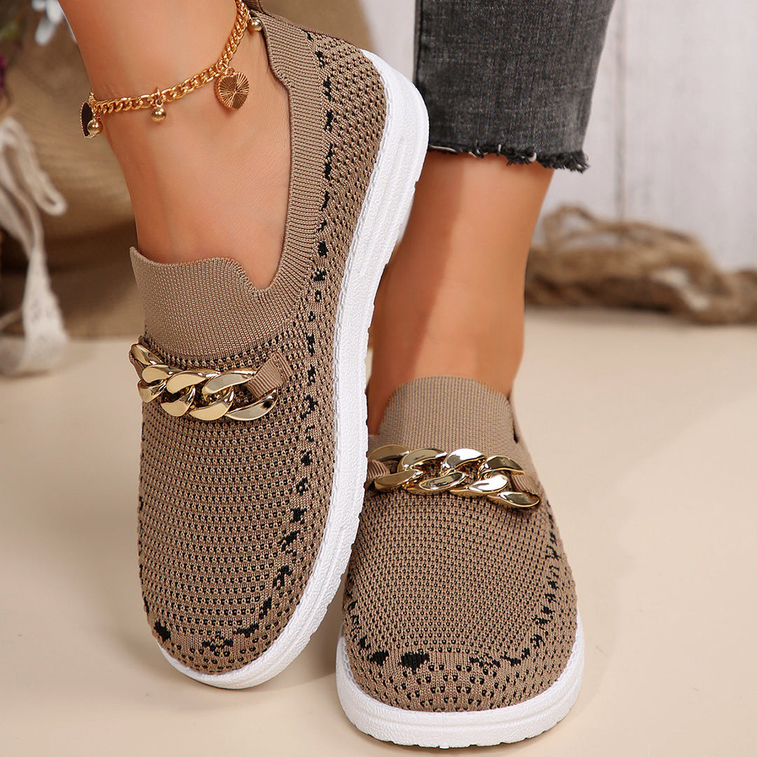 Dame Behagelige Slip-On Sneakers med fashionable Kæde-Detail Stilla