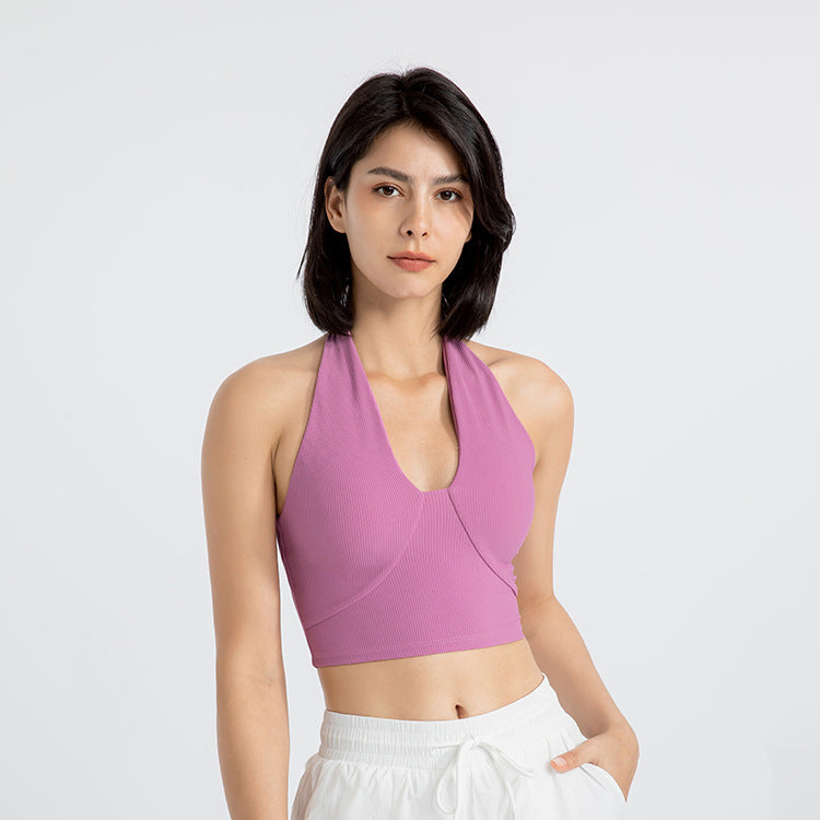 Stilla | Running Sports Bra Rygløs Halterneck Yoga Top Til Kvinder