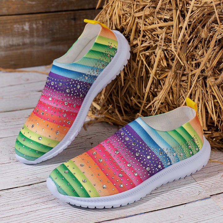 Dame mode sneakers med glimmer-detaljer og elastisk pasform Stilla