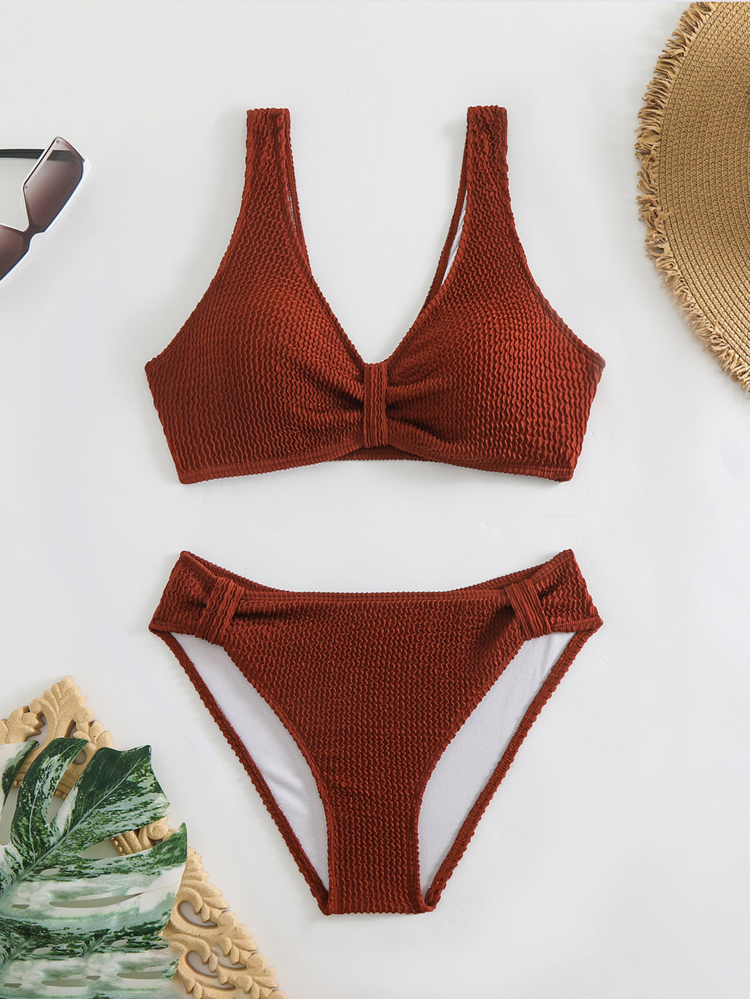 Femme Knoten Bralette Bikini Sæt med højt skåret underdel Stilla