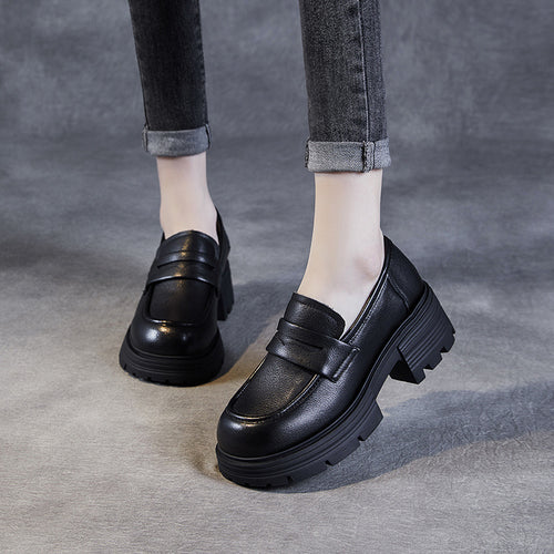 Dame Chunky Lug-sål Loafers med dekorativ rem Stilla