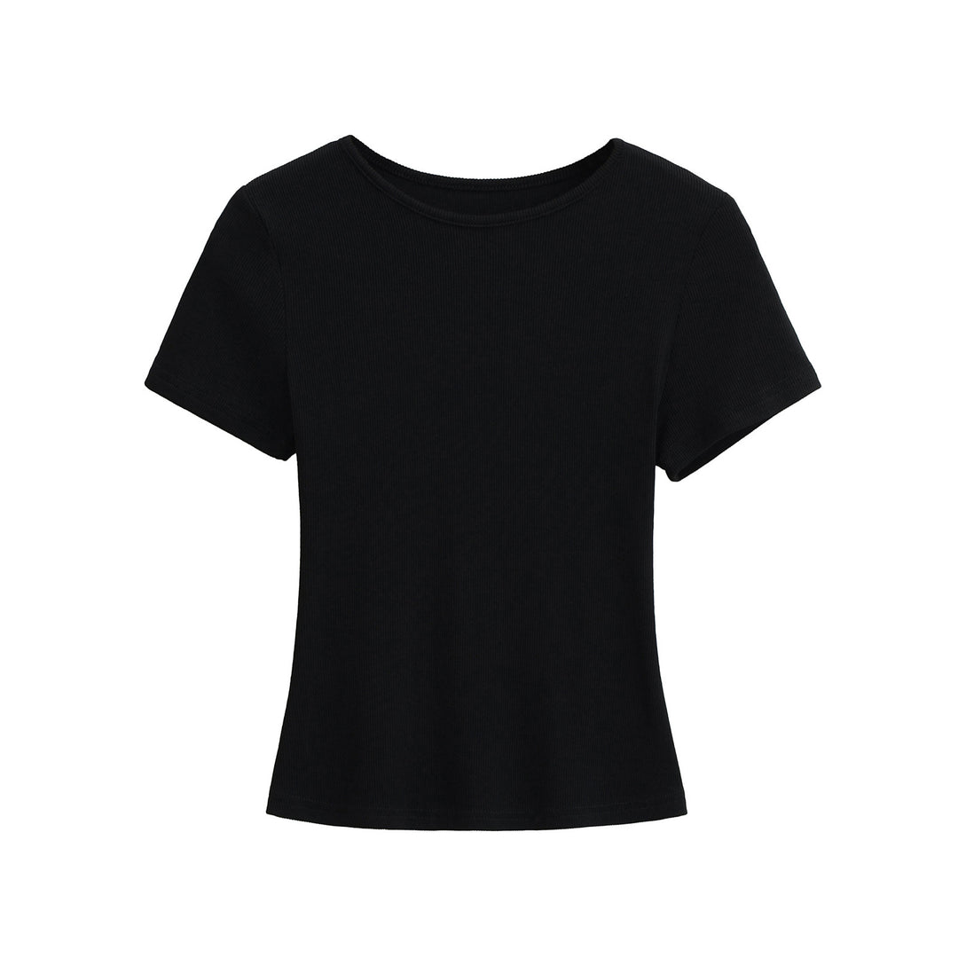 Dame klassisk rib T-shirt med let oversize snit Stilla