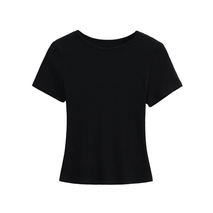 Dame klassisk rib T-shirt med let oversize snit Stilla