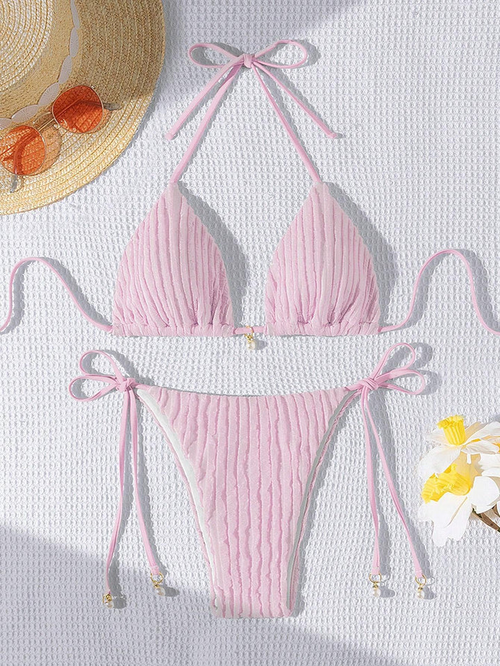 Damer Triangle-bikini med struktureret design og justerbare stropper Skovae
