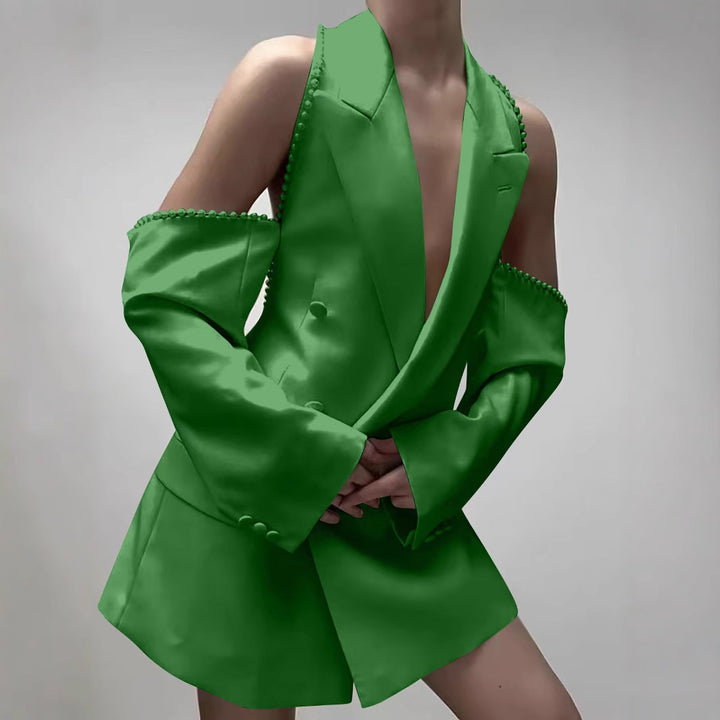 Dame elegant oversized blazer med aftagelige ærmer og strukturerede detaljer Stilla