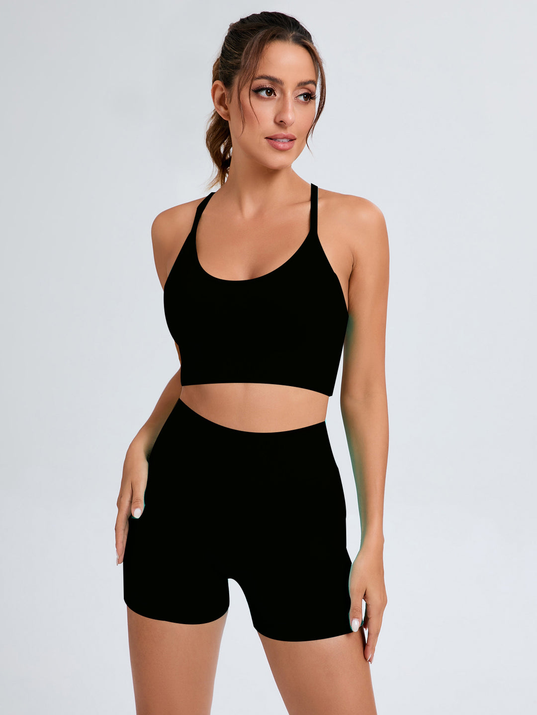 Damer Sporty Crop-Top og Shorts-Sæt Stilla