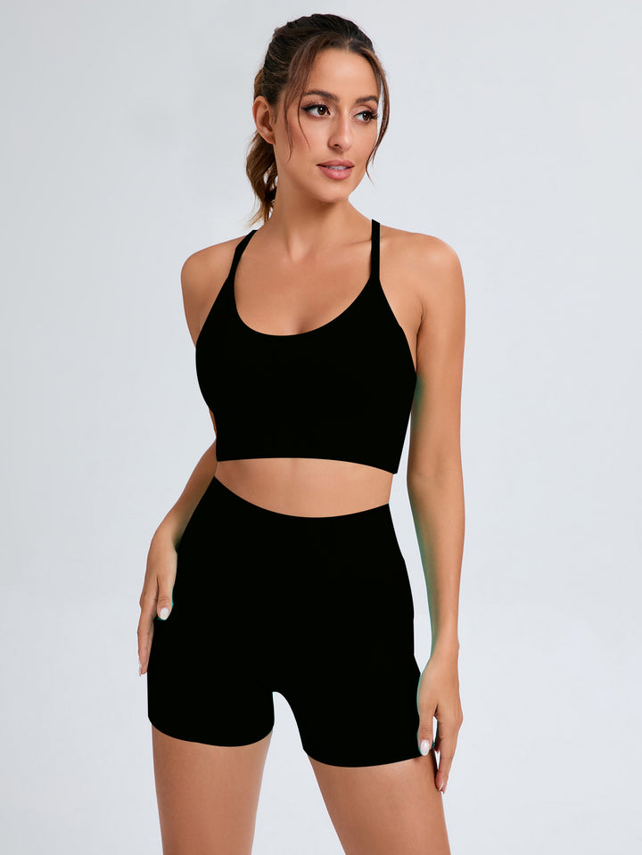 Damer Sporty Crop-Top og Shorts-Sæt Stilla