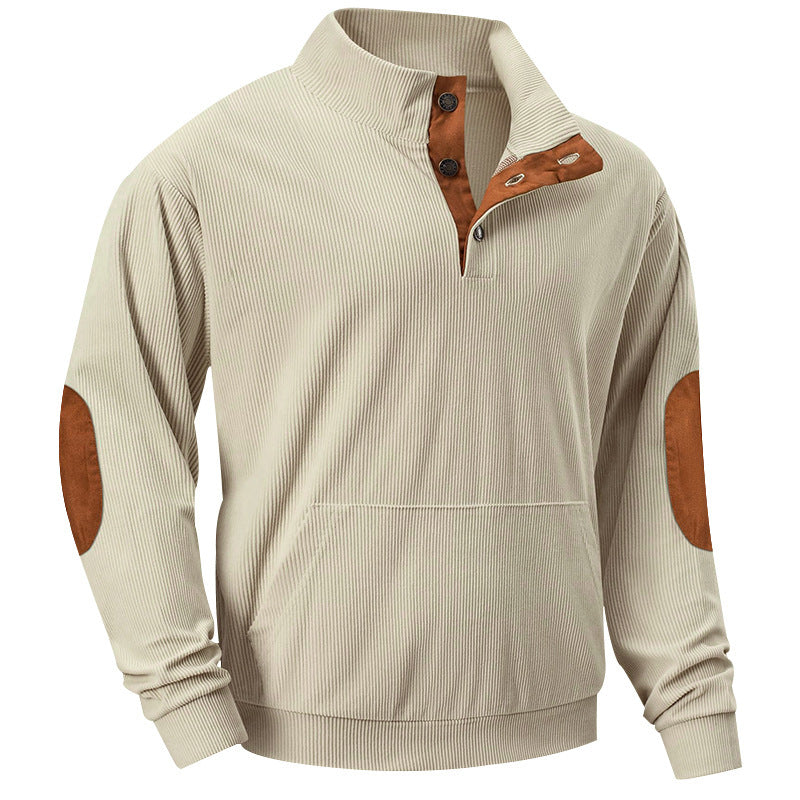 Herrer afslappet sweater med moderne ståkrave og dekorative knapper Stilla