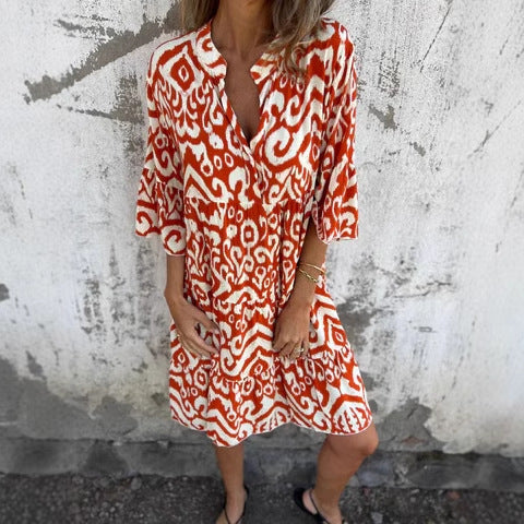 Damer Ikat-Print Tunika Kjole Stilla