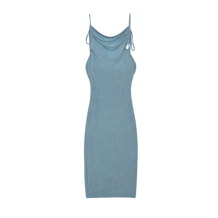 Dame Sleek Rynkning Slip Kjole med justerbare stropper Stilla
