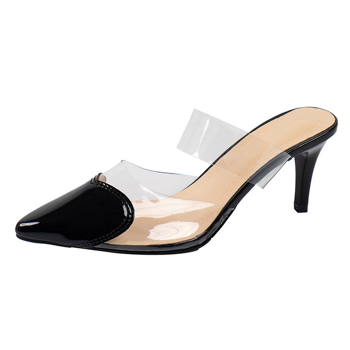 Dame transparente Mules med hjerteformet spids og modeaccent Stilla