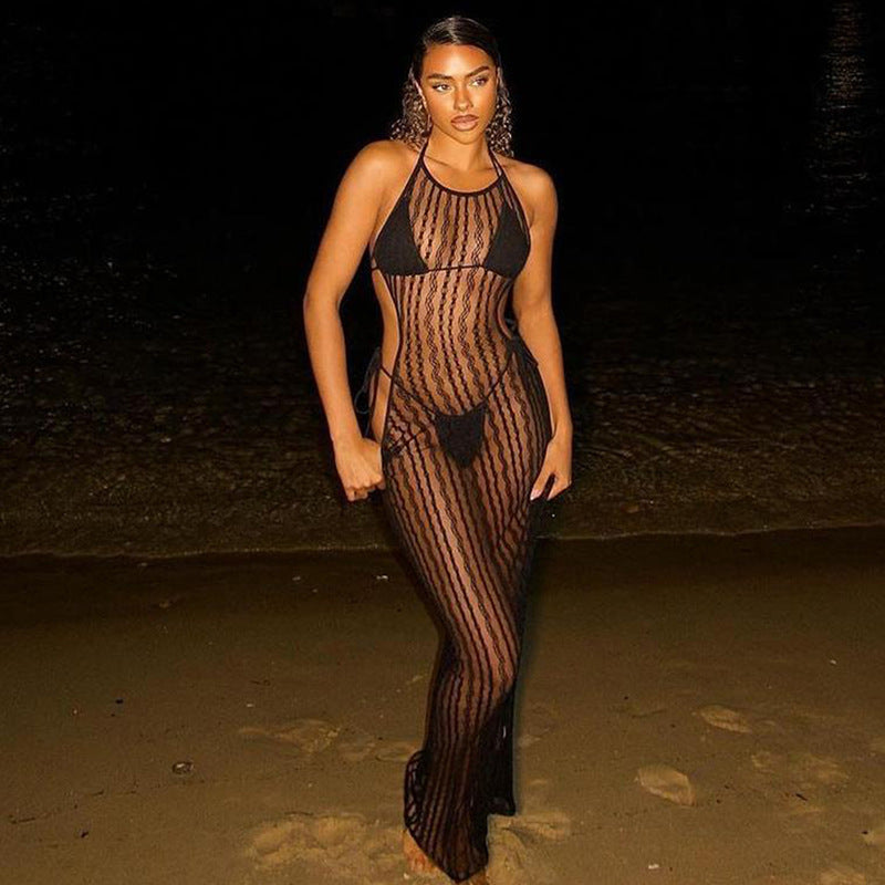 Femme Elegant Gennemsigtig Maxi Kjole Stilla