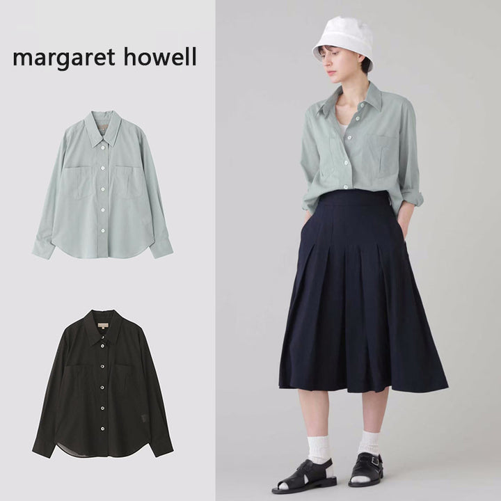 Dame klassisk bomuldsbluse med praktiske brystlommer og elegant snit Stilla