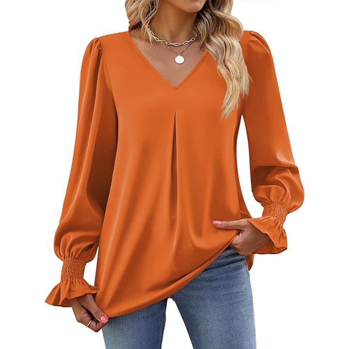 Dame elegant bluse med puffærmer Stilla