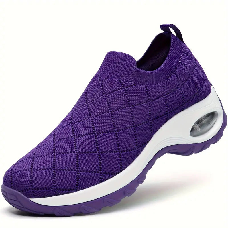 Dame Komfortable Slip-On Sneakers med åndbar strikstruktur Stilla