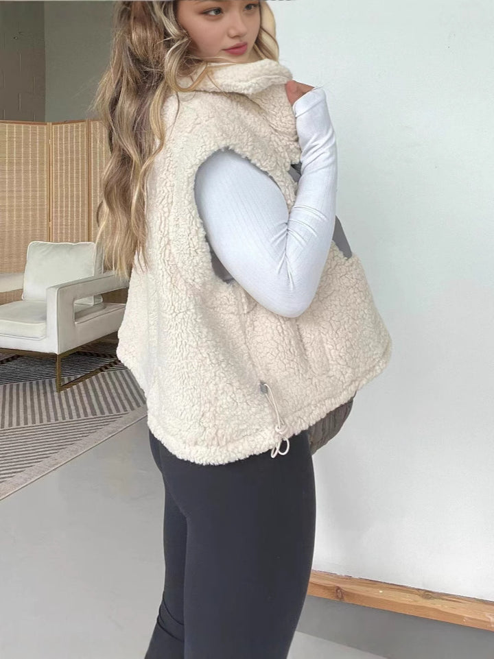 Kvinders quilted fleece vest med praktisk lynlås og imiteret pelslommer Stilla