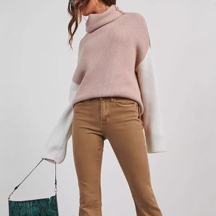 Damer moderigtigt højhalset sweater i elegant rib design Stilla