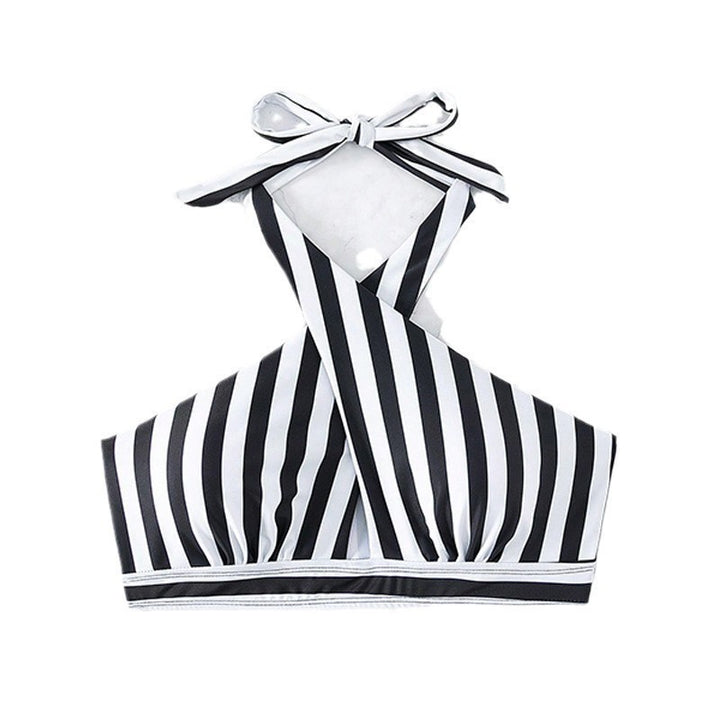 Dame triangle-bikini top med gennemtænkt omviklingsdesign og elegant stribemønster Skovae