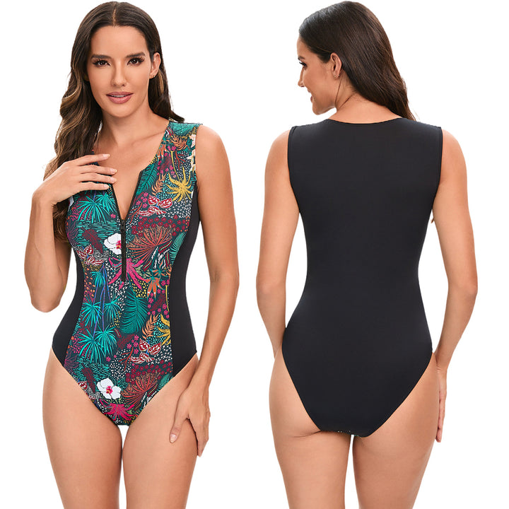 Damer Sporty Langærmet Badedragt med trendy Floral-Design Skovae