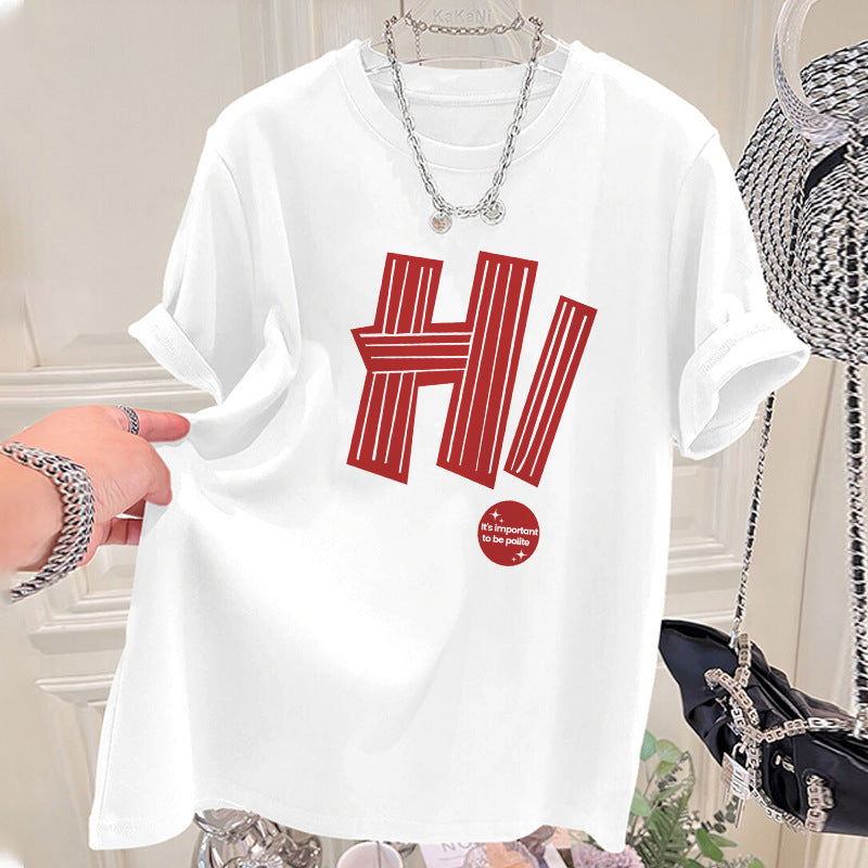 Dame T-shirt med kreativt statement-tryk og behagelig pasform Stilla