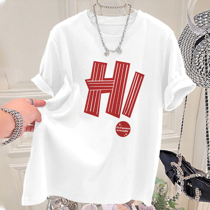 Dame T-shirt med kreativt statement-tryk og behagelig pasform Stilla