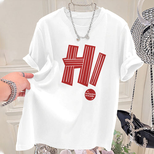 Dame T-shirt med kreativt statement-tryk og behagelig pasform Stilla
