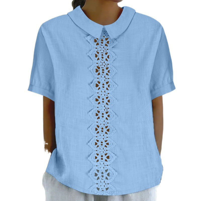 Femme Elegant Kravebluse med Spidsdetaljer Stilla
