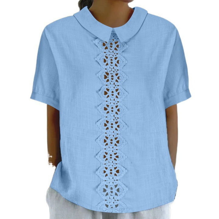 Femme Elegant Kravebluse med Spidsdetaljer Stilla