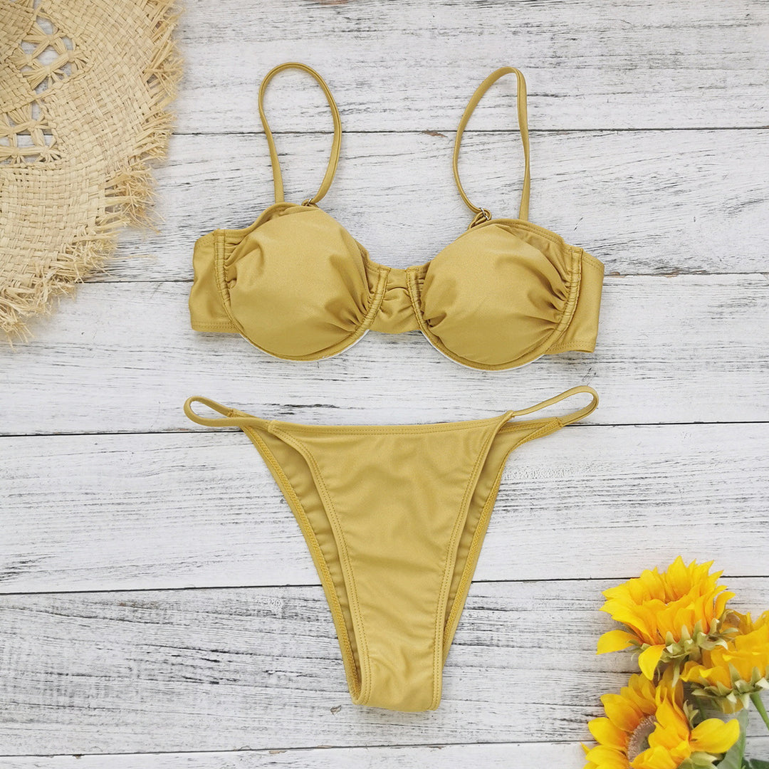 Dame bikini-sæt med luksuriøs bustier-top og høj skæring Stilla