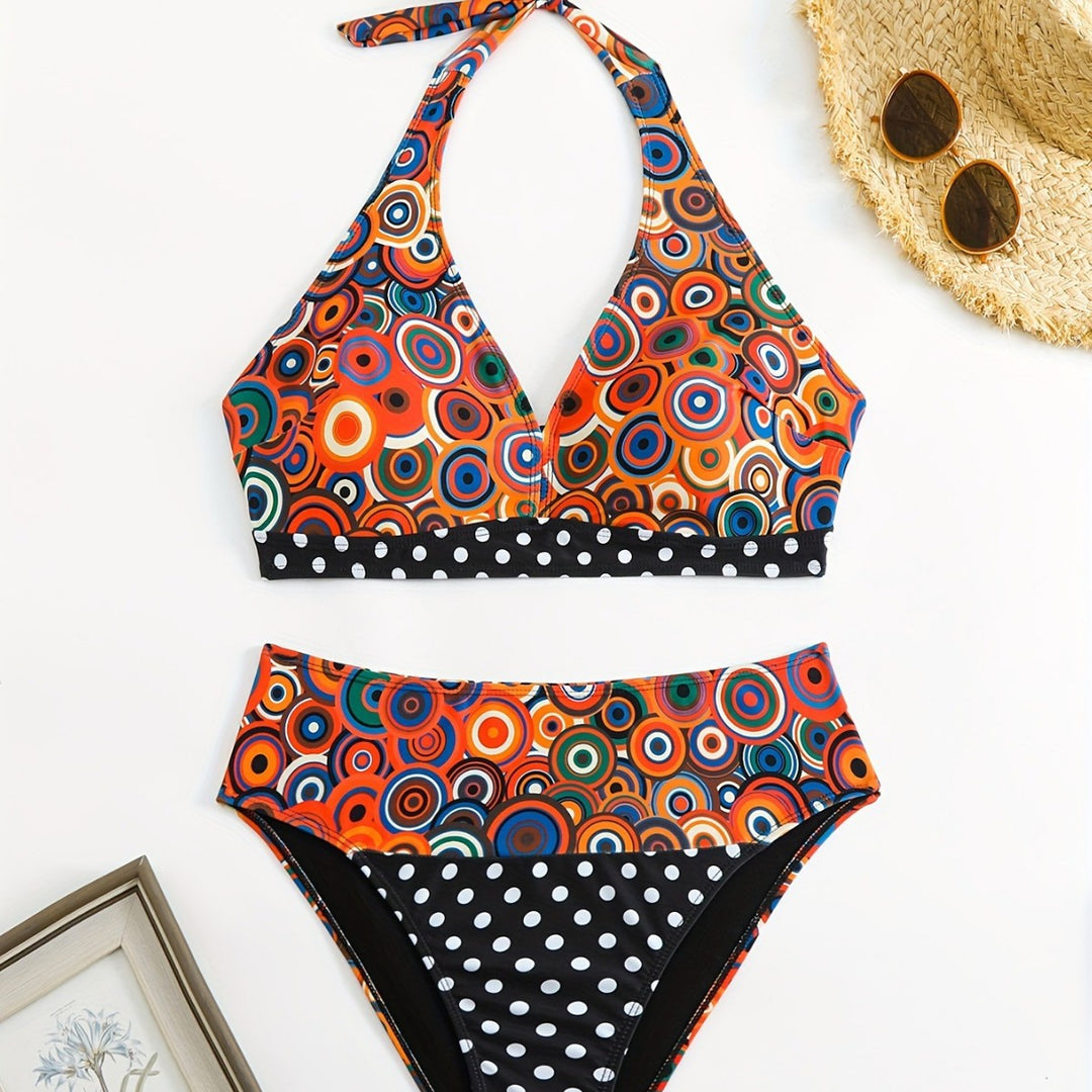 Dame triangel-bikini med moderigtigt prikdesign Skovae