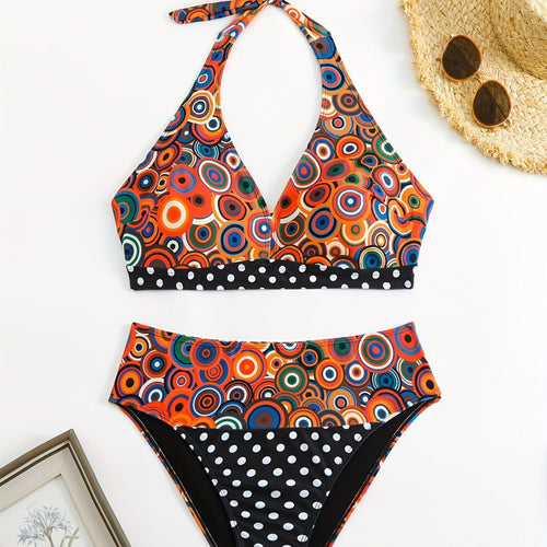 Dame triangel-bikini med moderigtigt prikdesign Skovae