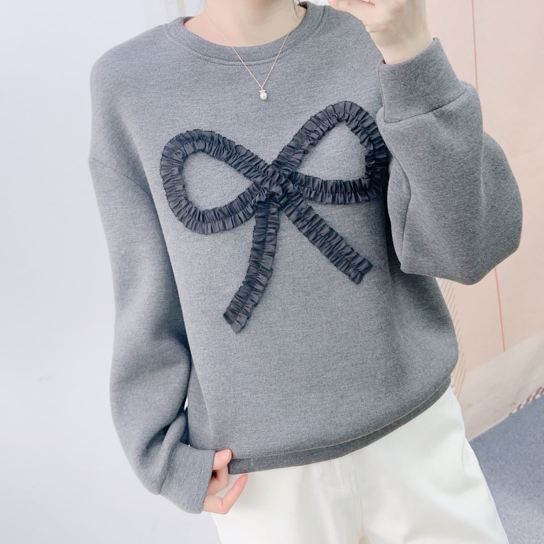 Dame sweatshirt med dekorativt flæse design Stilla