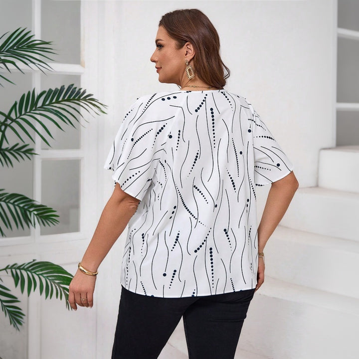 Dame elegant bluse med smart vævende udskæring og legende fløjlsnedder Stilla