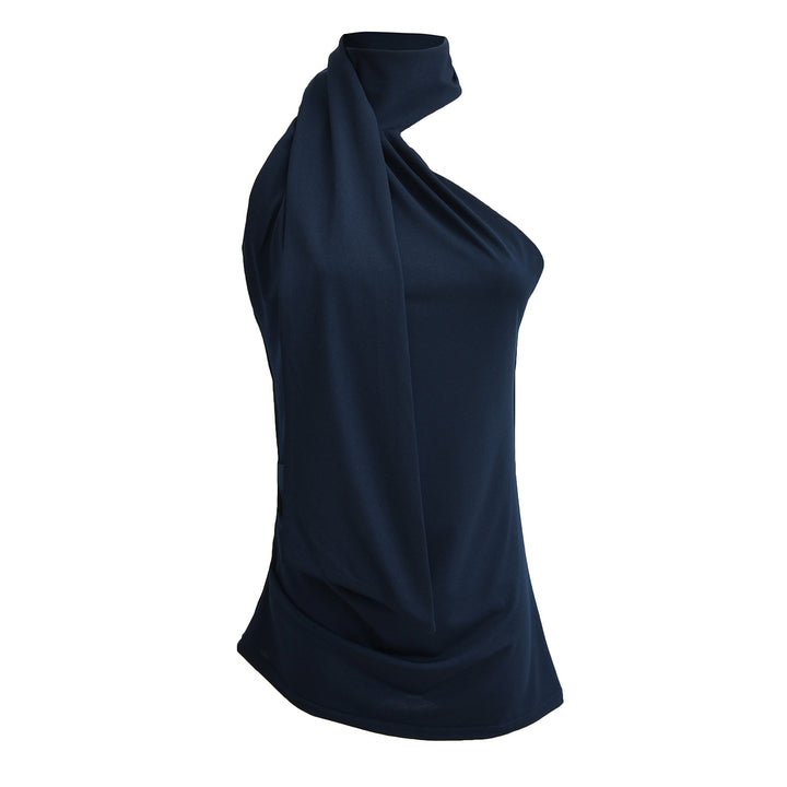 Dame elegant top med asymmetrisk krave og flydende stof Stilla