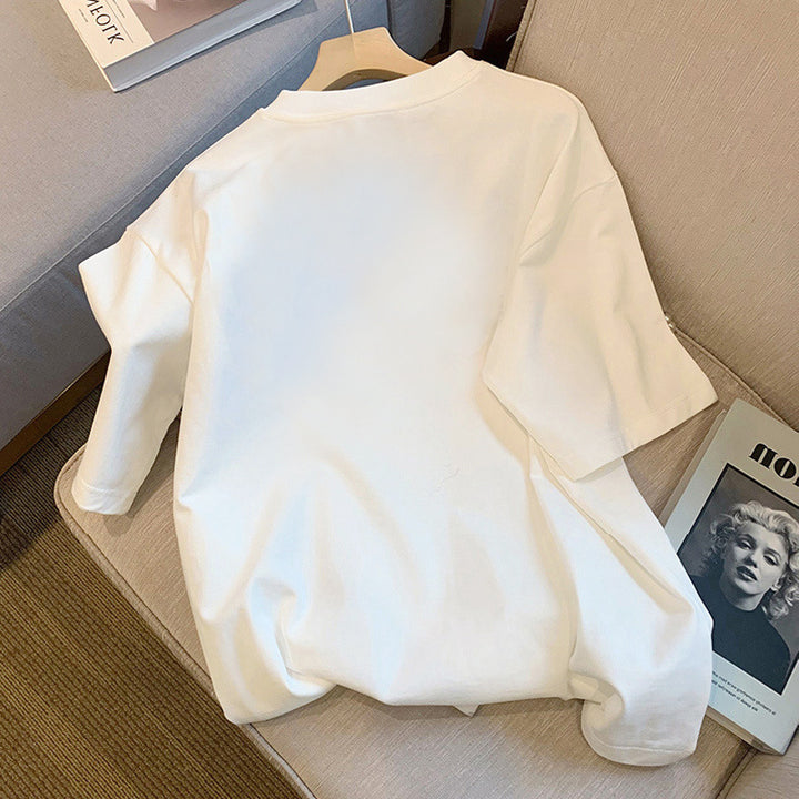 Dame T-shirt med farverigt bjørnemotiv og trendy stjernetryk Stilla
