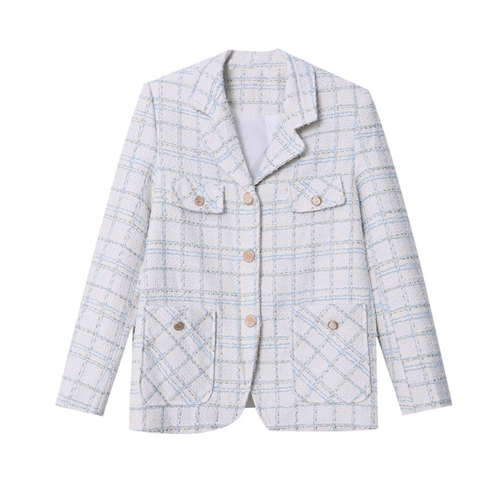 Kvindernes Chic Tweed Jakke med Mode Knap Detaljer Stilla