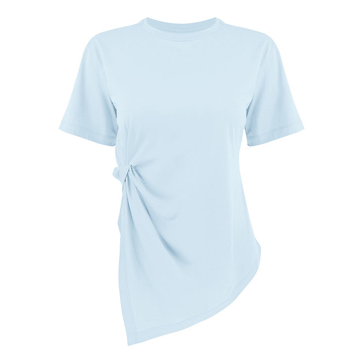 Dame asymmetrisk T-shirt med fashionable knude-detalje Stilla