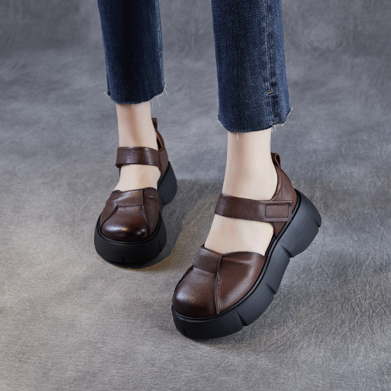 Dame Chunky Lukkede Tær Plattform Slip-On Sko med Justerbar Rem Stilla