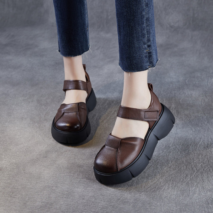 Dame Chunky Lukkede Tær Plattform Slip-On Sko med Justerbar Rem Stilla